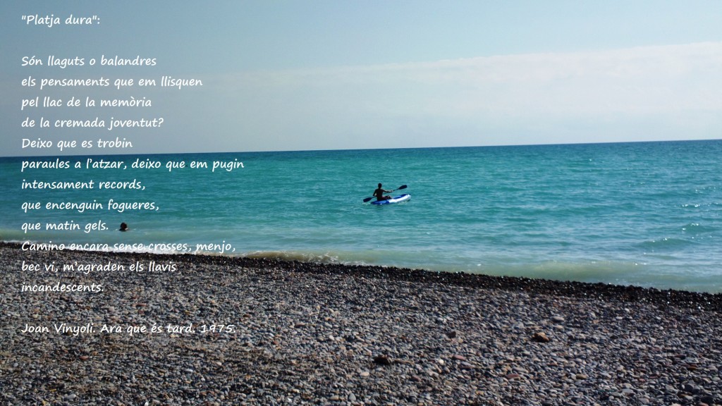 Homenatge al nostre poeta Joan Vinyoli (1914-1984) en el centenari del seu naixement. Foto presa a la platja d'Almenara (Plana Baixa) el 14/09/2014 amb temperatures de ple estiu.