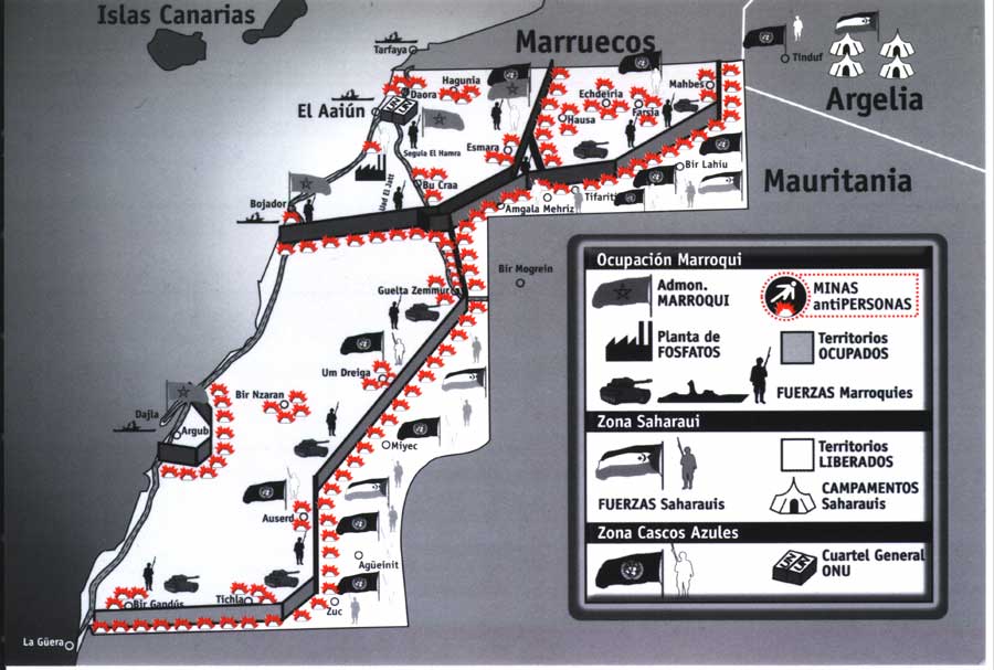 Mapa del Sàhara Occidental i els campaments sahrauís